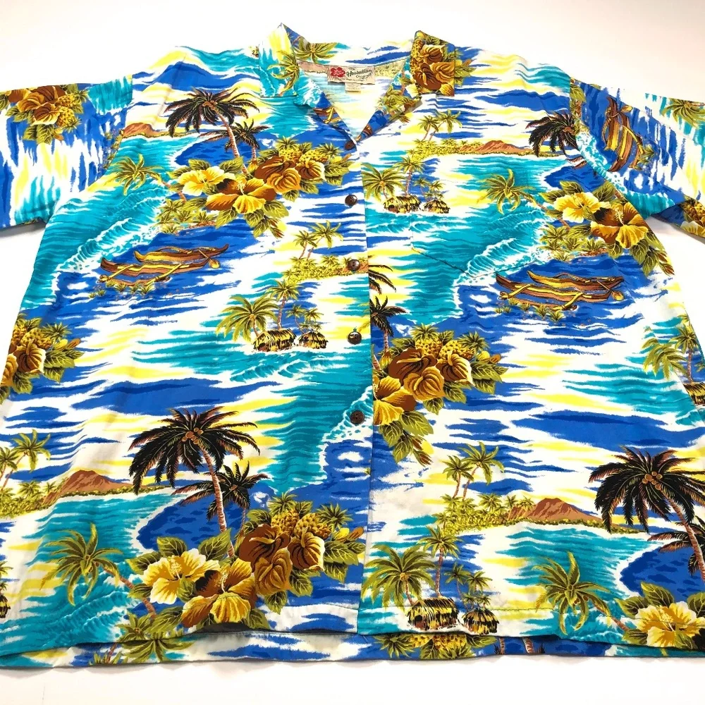 Hilo Hattie L Rayon Hawaiian Shirt - Picture 1 of 3